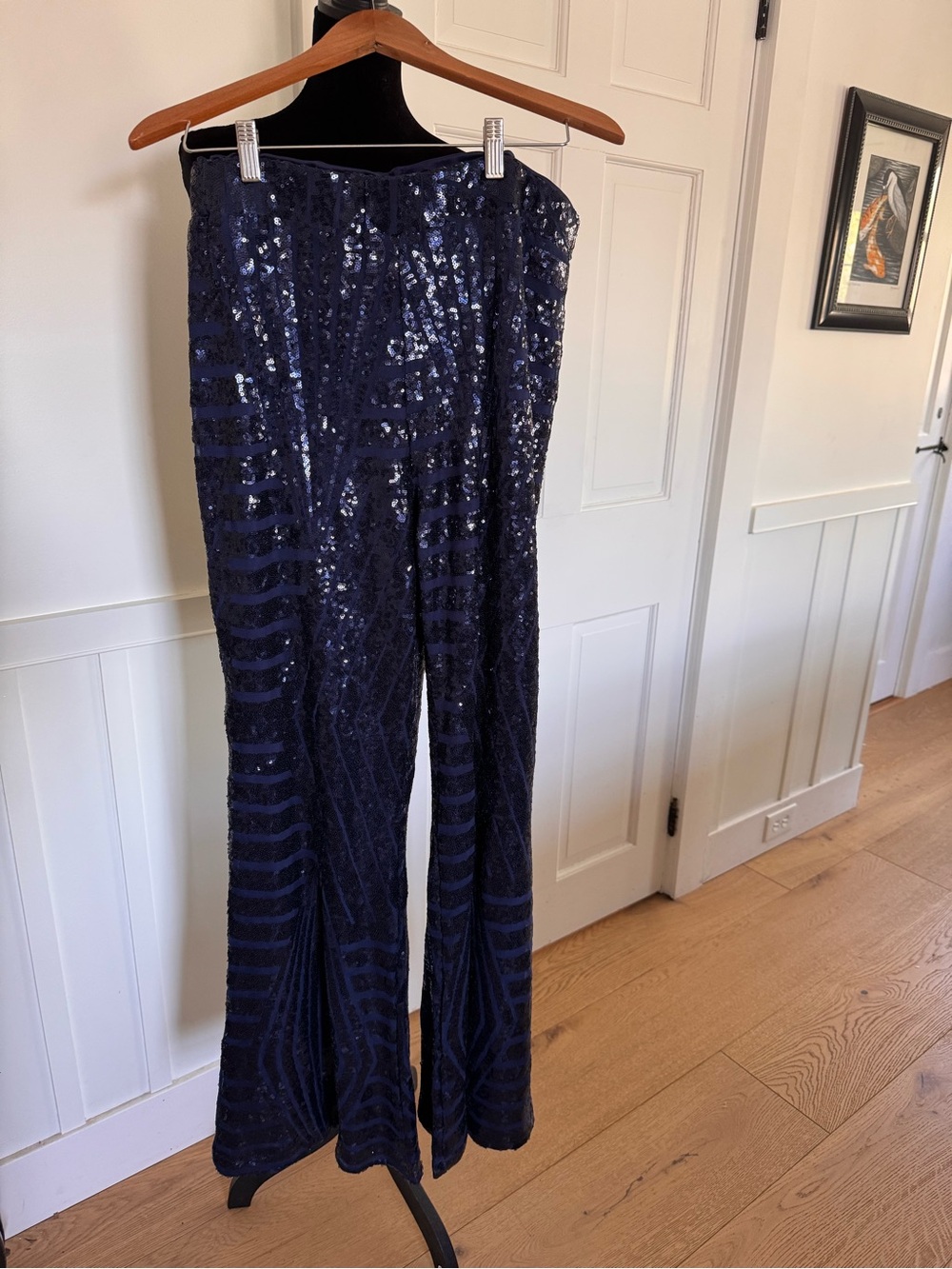 Fabulous Navy 70s Style Sequined Bellbottoms NWOT